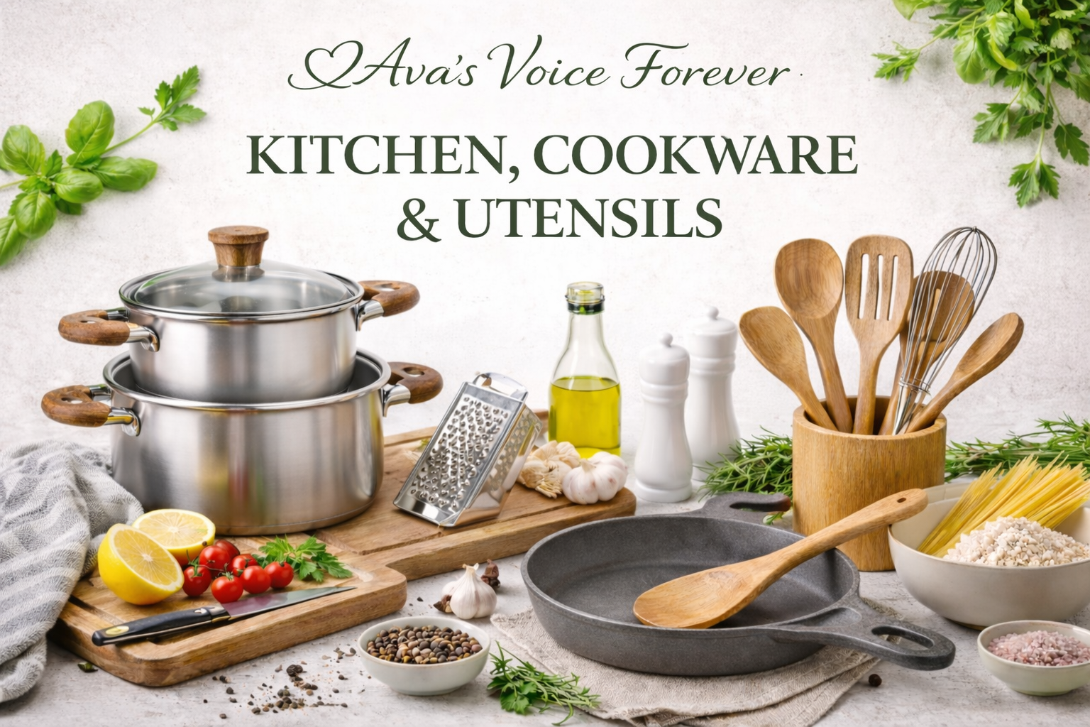 Kitchen, Cookware And Utencils