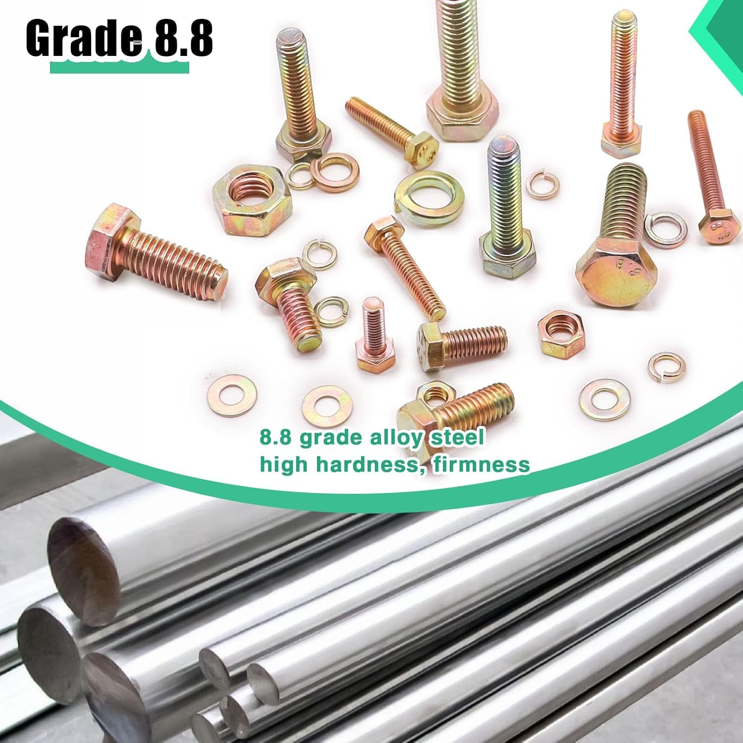 /966Pcs Metric Bolt Assortment,Grade 8.8 Hex Head Bolts and Nuts Assortment Kit, M4/M5/M6/M8(12-30Mm)Heavy Duty Nuts and Bolts Kit, Flat & Spring Lock Washer Gold Zinc Plating with Storage Case