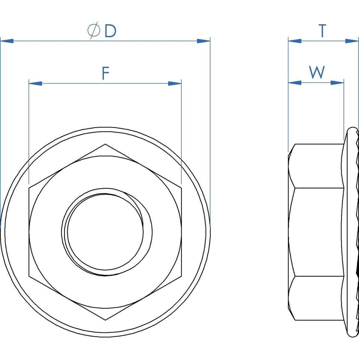 (25 PCS) Flange Nuts Serrated, Stainless Steel 18-8, 5/16"-18,By