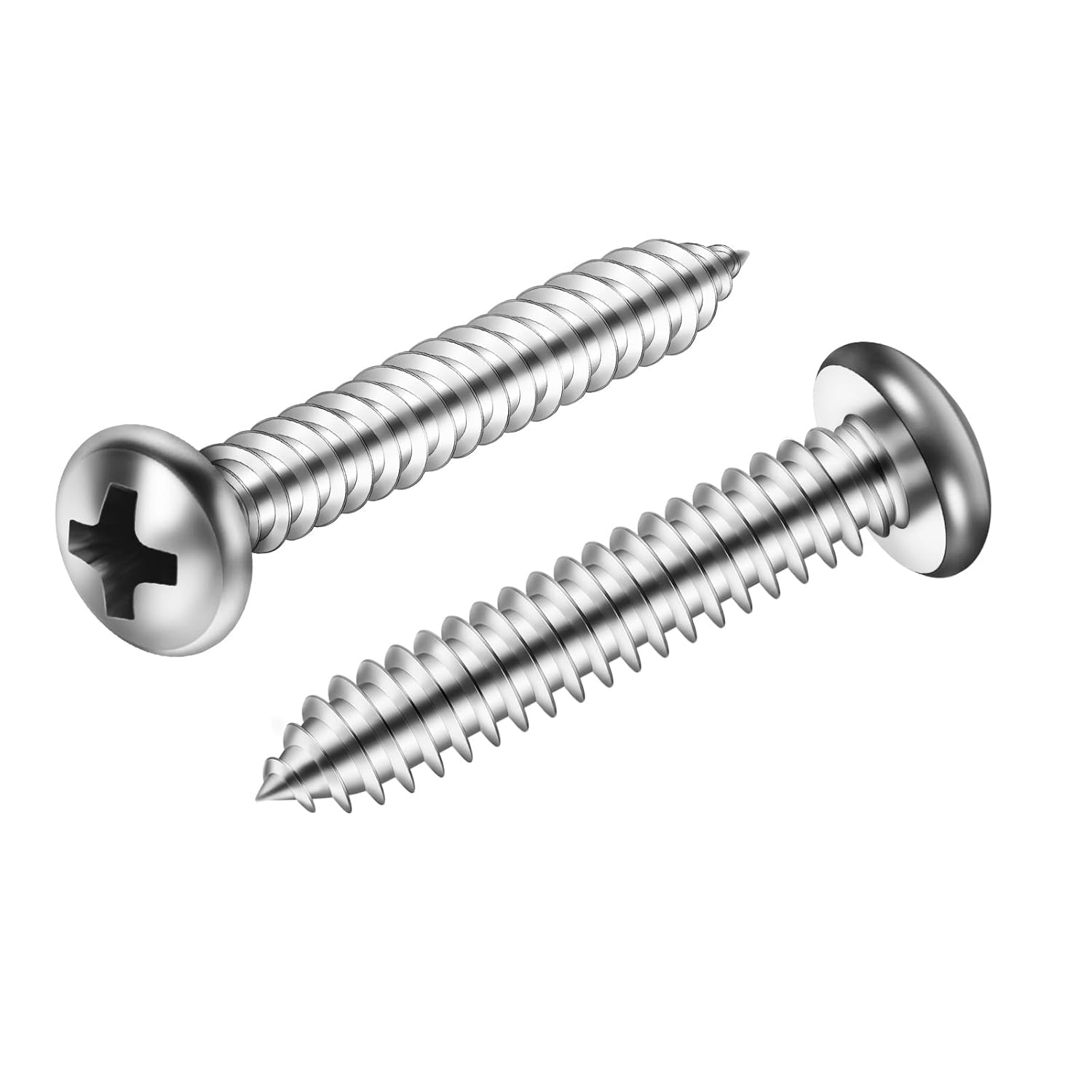 #10 x 1-1/2" Stainless Steel 304 Pan Head Self-Tapping Screws, 50 Pack