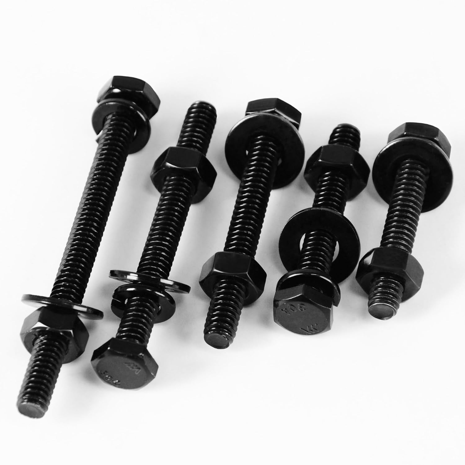 (5 Sets) 5/16-18 X 4" Hex Head Bolts and Nuts with Flat & Lock Washers, 304 Stainless Steel 18-8, Fully Threaded, Black Oxide Bolt Kit, 5/16 Bolt