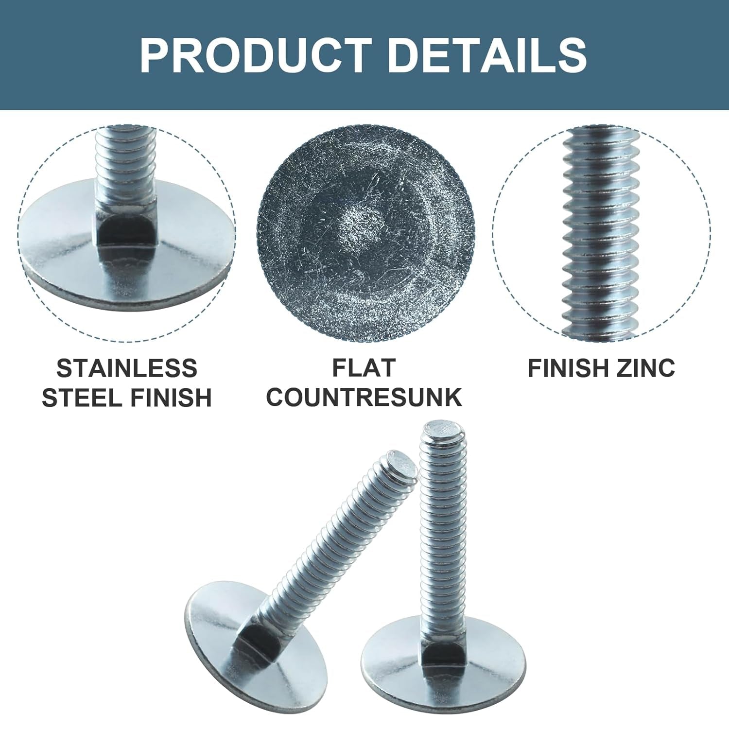 014973239633 Elevator Bolts for Several Uses,Steel,Zinc,Flat Countersunk,1/4-20 X 1-1/2, Piece-20