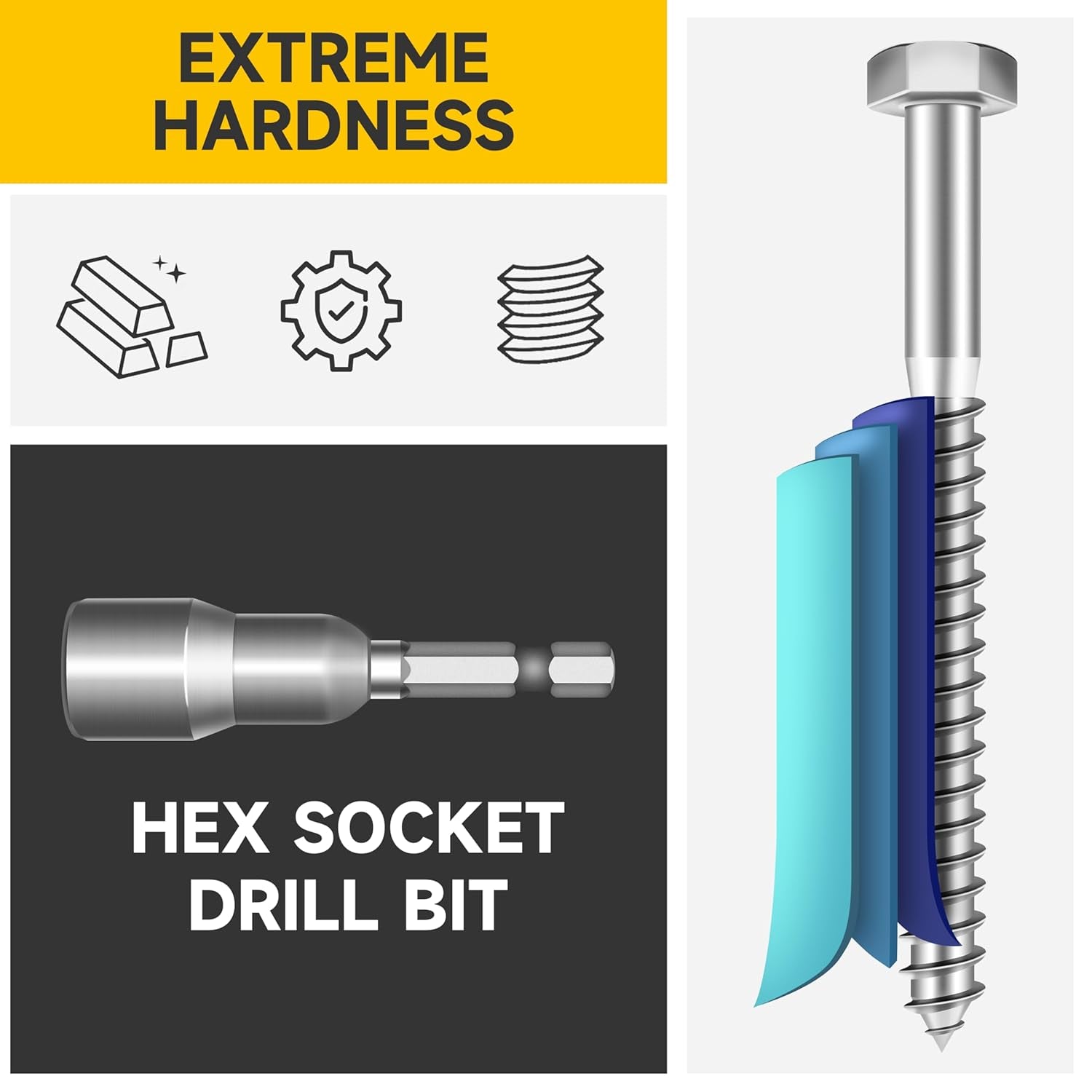 (50Sets) 3/8" X 5" Lag Bolts, 304 Stainless Steel 3/8 Inch Lag Screws Bolts for Wood, Heavy Duty Hex Head with Flat Washers Bolt Kit, Bright Finish