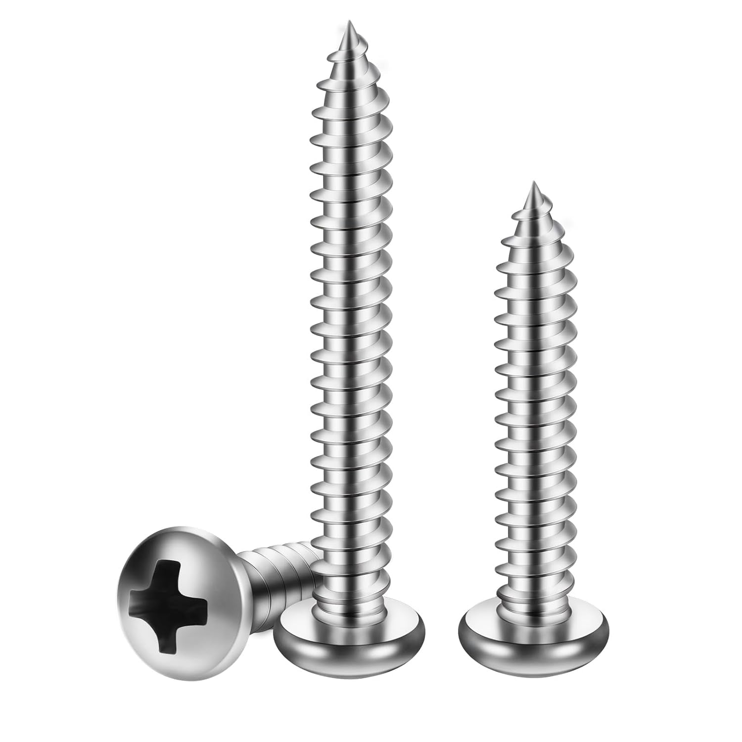 #10 x 1-1/2" Stainless Steel 304 Pan Head Self-Tapping Screws, 50 Pack