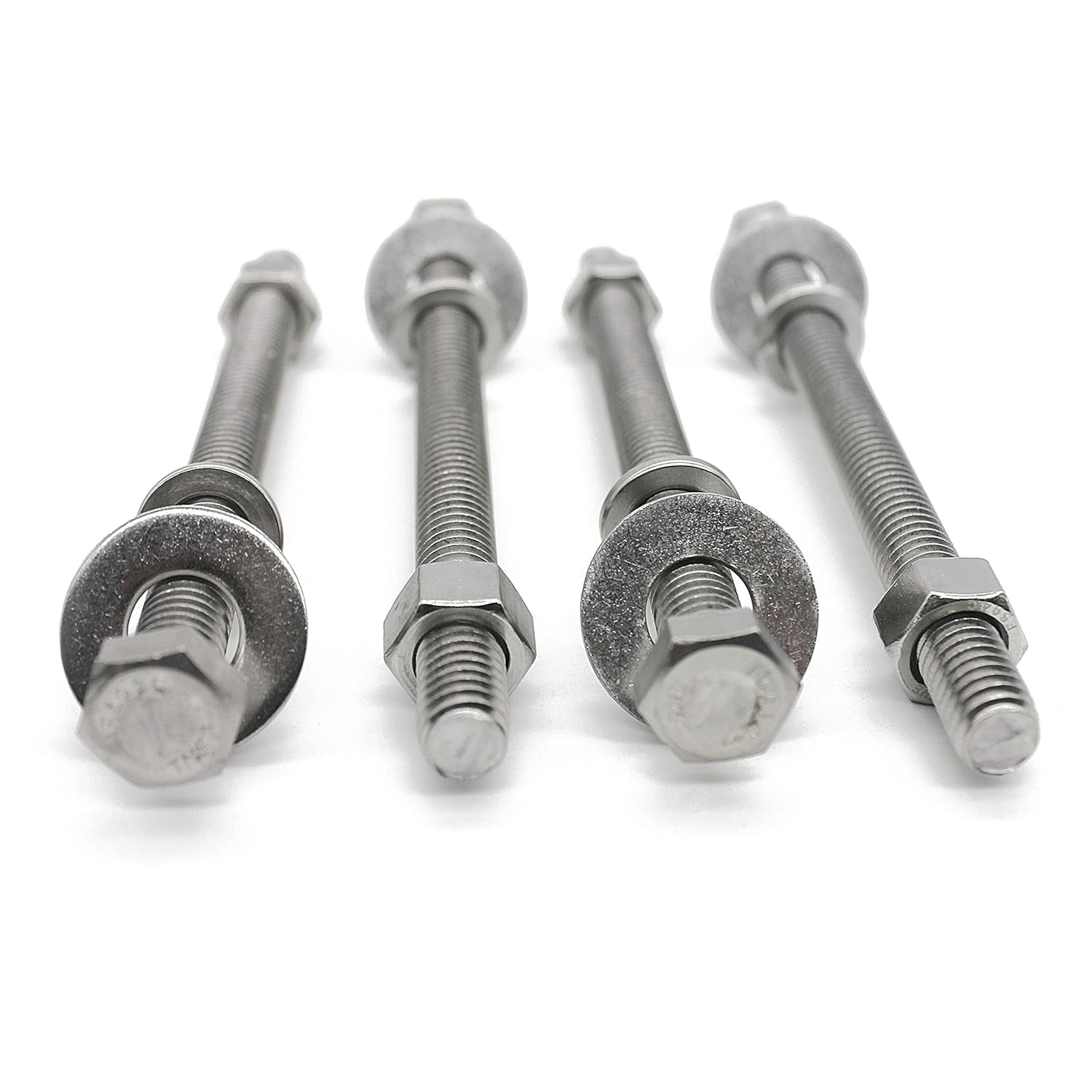 (5 Sets) 5/16-18X5 Stainless Steel Hex Head Screws Bolts, Nuts, Flat & Lock Washers, 18-8 (304) S/S, Fully Threaded by Bolt
